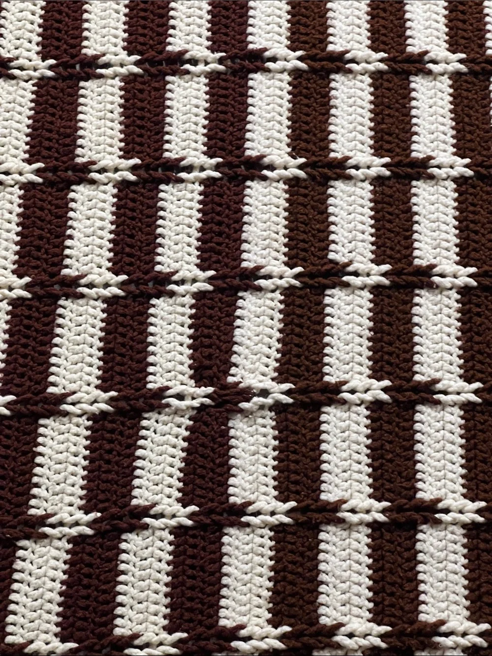 Cozy Striped Crochet Throw Blanket handmade Brown Cream granny blanket twin